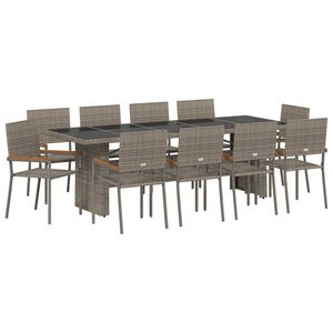 vidaXL Ensemble de salle &agrave; manger pour jardin 11 pcs Gris polyrotin