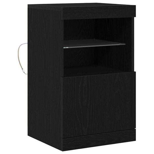 vidaXL Buffet LED Ch&ecirc;ne noir 41 x 37 x 67 cm Bois d'ing&eacute;nierie