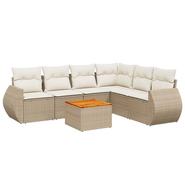 vidaXL Salon de jardin avec coussins 7 pcs beige r&eacute;sine tress&eacute;e
