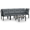 vidaXL Salon de jardin 5 pcs noir et gris r&eacute;sine tress&eacute;e