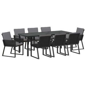 vidaXL Ensemble de salle &agrave; manger pour jardin 9 pcs Noir