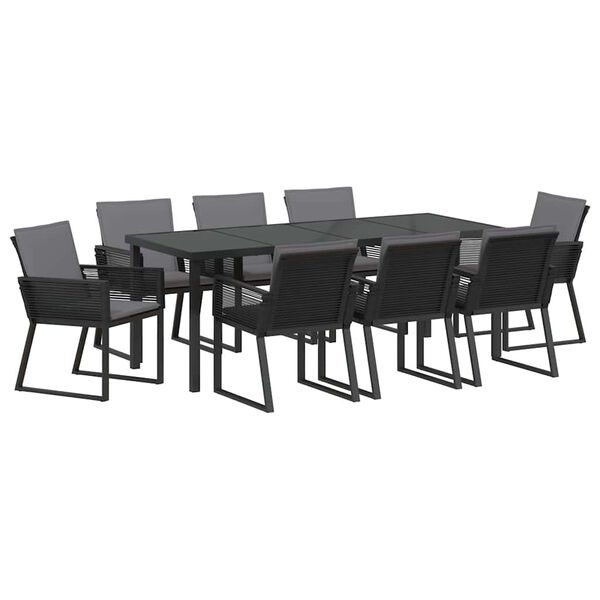 vidaXL Ensemble de salle &agrave; manger pour jardin 9 pcs Noir