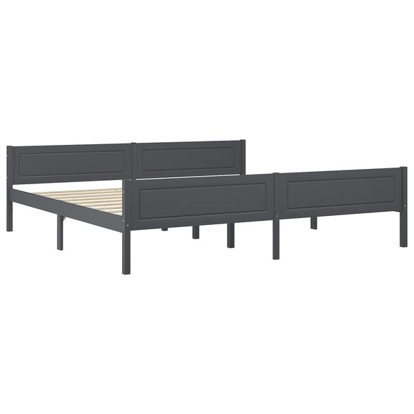 vidaXL Cadre de lit sans matelas bois massif de pin gris 200x200 cm