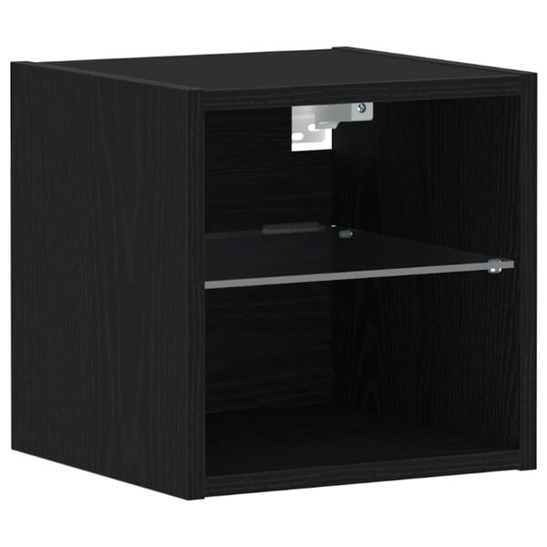 vidaXL Cabinet de Chevet Murale LED avec Noir Bois d'ing&eacute;nierie