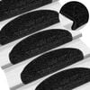 vidaXL Tapis d'escalier 15 pi&egrave;ces 65 x 21 x 4 cm Noir Demi-rond Grand
