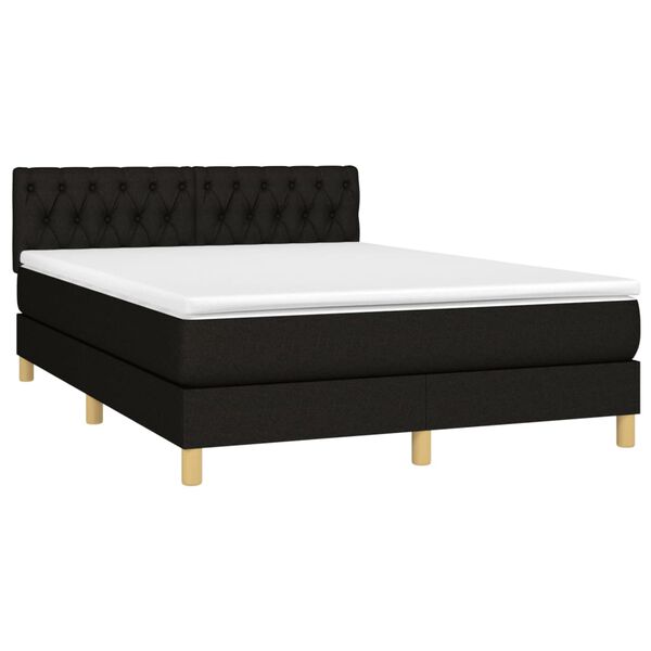vidaXL Sommier &agrave; lattes de lit avec matelas Noir 140x200 cm Tissu