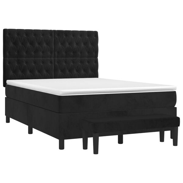 vidaXL Sommier &agrave; lattes de lit avec matelas Noir 140x200 cm Velours