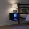 vidaXL Cabinet de Chevet Murale LED avec Noir Bois d'ing&eacute;nierie