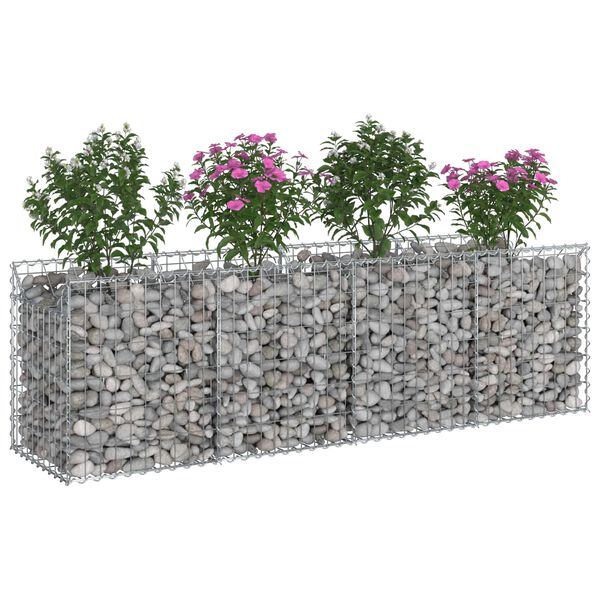 vidaXL Lit sur&eacute;lev&eacute; gabion Argent&eacute; 200 x 50 x 60 cm Acier galvanis&eacute;