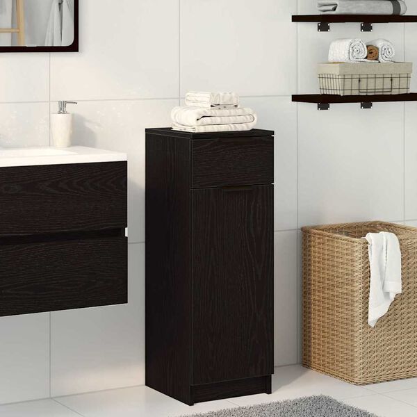 vidaXL Cabinet de salle de bain avec tiroir Ch&ecirc;ne noir 32 x 34 x 90 cm