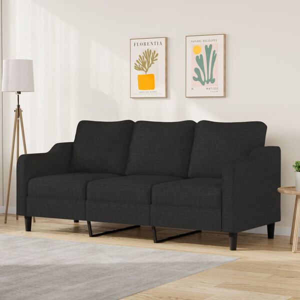 vidaXL Canap&eacute; &agrave; 3 places Noir 180 cm Tissu