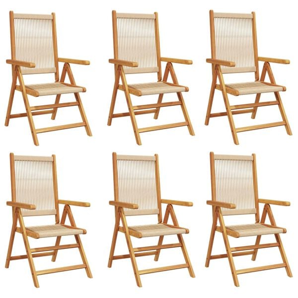 vidaXL Chaises inclinables de jardin lot de 6 beige bois massif acacia