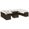 vidaXL Salon de jardin et coussins 11 pcs marron r&eacute;sine tress&eacute;e