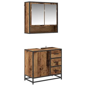 vidaXL Ensemble de mobilier de salle de bain 2 pcs Bois Ancien