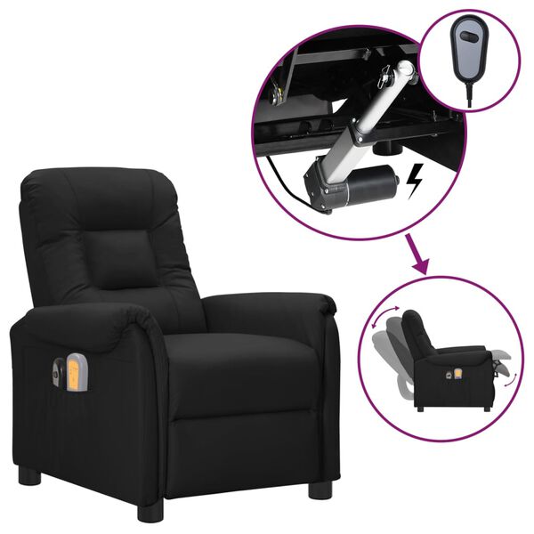 vidaXL Fauteuil électrique de massage Noir Similicuir
