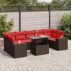 vidaXL Salon de jardin 8pcs avec coussins marron r&eacute;sine tress&eacute;e acacia