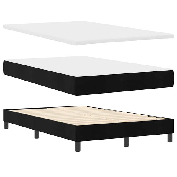 vidaXL Lit &agrave; ressorts avec matelas Noir 120 x 200 cm Velours