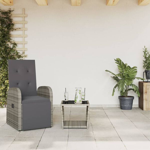 vidaXL Ensemble &agrave; manger de jardin et coussins 2 pcs gris rotin