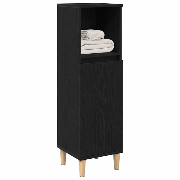 vidaXL Cabinet de Salle de Bain avec porte Ch&ecirc;ne noir 30 x 30 x 100 cm