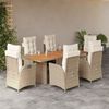 vidaXL Ensemble &agrave; manger de jardin et coussins 7 pcs beige poly rotin