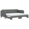 vidaXL Lit de jour avec gigogne et matelas gris fonc&eacute; 80x200 cm tissu