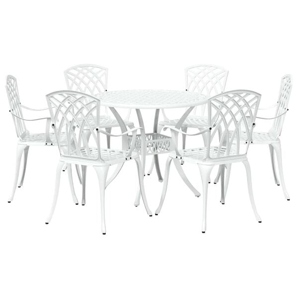 vidaXL Ensemble de salle &agrave; manger pour jardin 7 pcs Blanc Aluminium