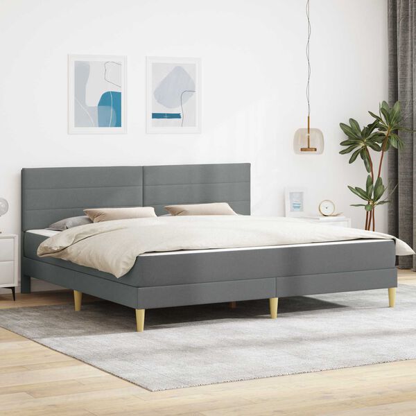 vidaXL Cadre de lit avec matelas Gris fonc&eacute; 180 x 200 cm tissu