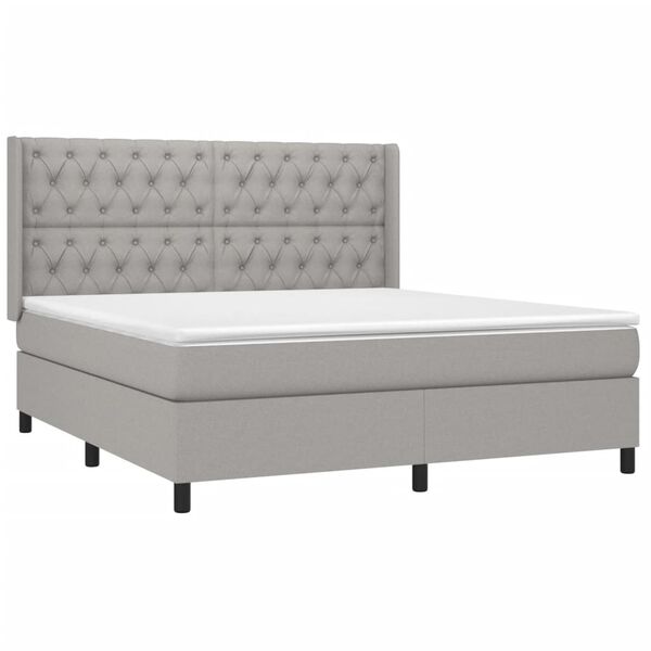 vidaXL Sommier &agrave; lattes de lit matelas LED Gris clair 160x200 cm Tissu