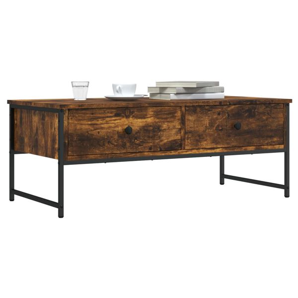 vidaXL Table basse chêne fumé 101x49x39,5 cm bois d'ingénierie