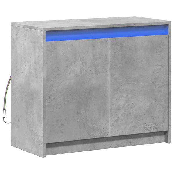 vidaXL Buffet avec LED gris b&eacute;ton 72x34x61 cm bois d'ing&eacute;nierie