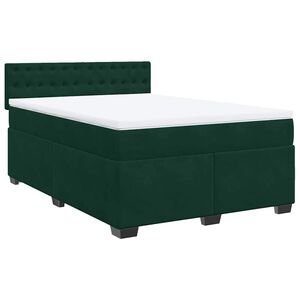 vidaXL Sommier &agrave; lattes de lit et matelas Vert fonc&eacute; 140x190cm Velours