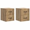 vidaXL Cabinet de chevet mural 2 pcs Ch&ecirc;ne artisanal 34,5 x 33 x 40 cm
