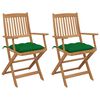 vidaXL Chaises pliables de jardin lot de 2 avec coussins Bois d'acacia