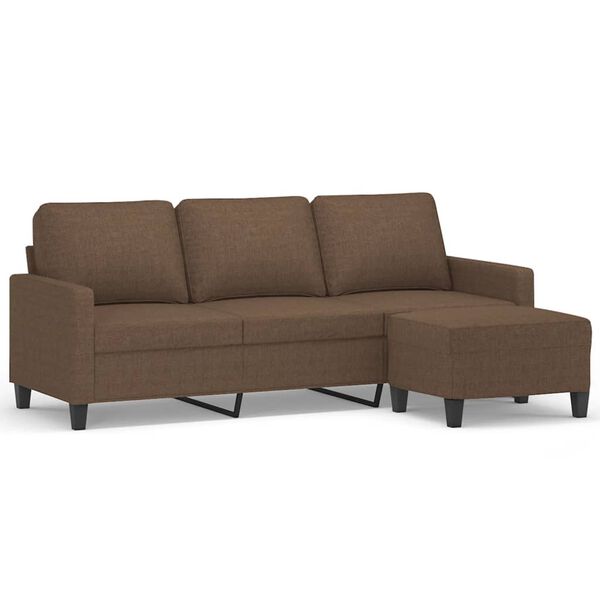 vidaXL Canapé à 3 places avec repose-pieds Marron 180 cm Tissu