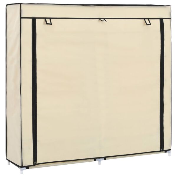 vidaXL Armoire &agrave; chaussures avec housse Cr&egrave;me 115x28x110 cm Tissu