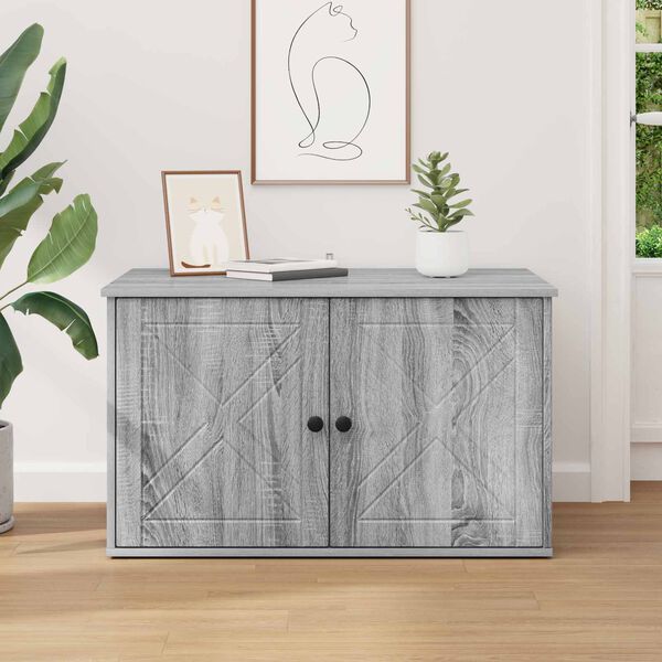 vidaXL Maison pour chat Gris Sonoma 85 x 55 x 50 cm Bois d'ing&eacute;nierie