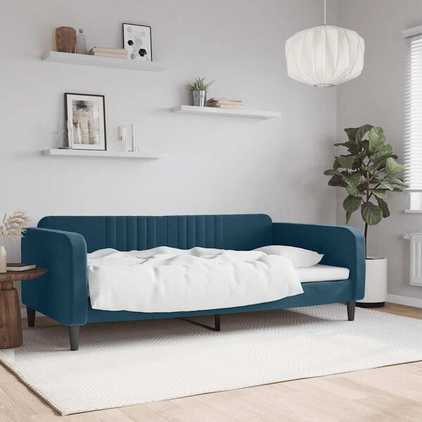 vidaXL Lit de repos sans matelas bleu 100x200 cm velours