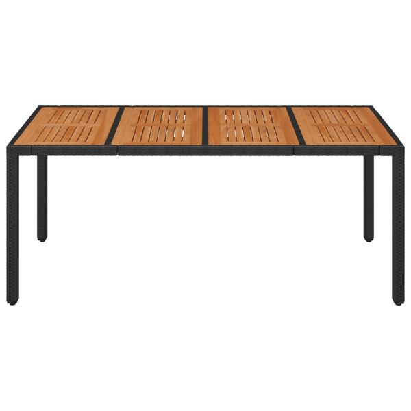 vidaXL Table de jardin dessus en bois Noir 190x90x75 cm R&eacute;sine tress&eacute;e