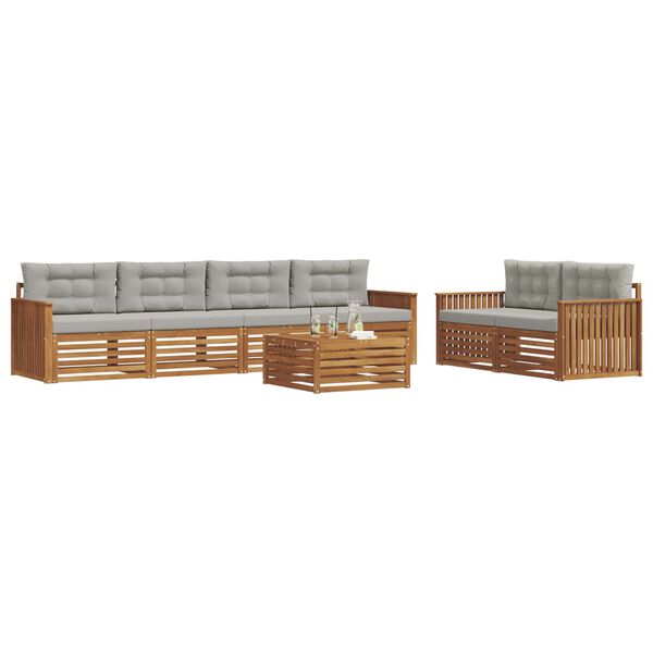 vidaXL Ensemble de canap&eacute;s d'ext&eacute;rieur 7 pcs Gris Naturel et Clair