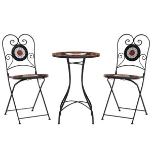 vidaXL Ensemble de bistro mosa&iuml;que terre cuite blanc fer et c&eacute;ramique