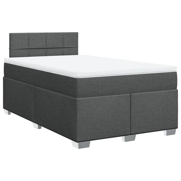 vidaXL Sommier &agrave; lattes de lit avec matelas gris fonc&eacute; 120x190cm tissu
