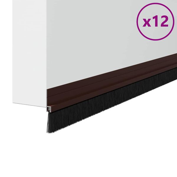 vidaXL Brosses de porte adh&eacute;sives 12 pcs Marron 100 cm