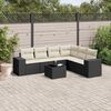 vidaXL Salon de jardin 7 pcs avec coussins noir r&eacute;sine tress&eacute;e