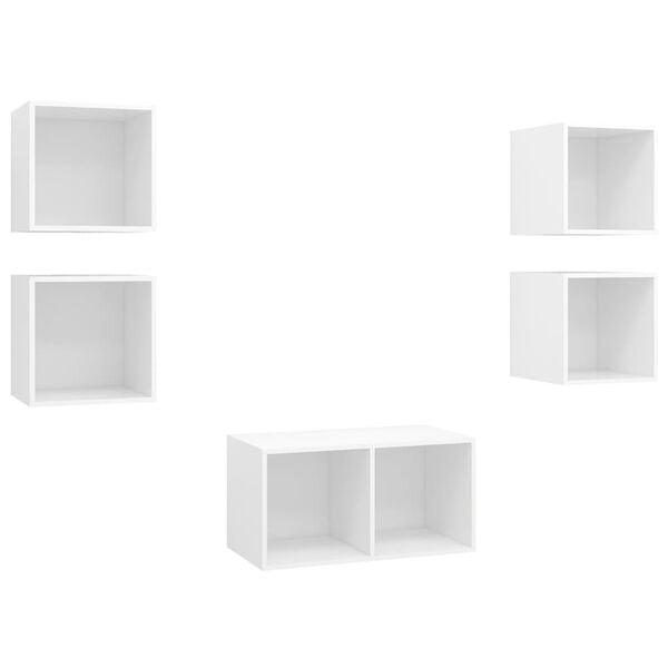 vidaXL Ensemble de meuble TV 5 pcs Blanc Bois d'ing&eacute;nierie