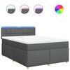 vidaXL Sommier &agrave; lattes de lit avec matelas Gris fonc&eacute; 140x200cm Tissu