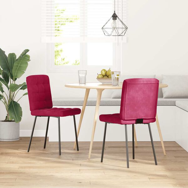 vidaXL Chaises &agrave; manger lot de 2 Rouge bordeaux Velours