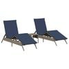 vidaXL Chaises longues lot de 2 avec table gris r&eacute;sine tress&eacute;e