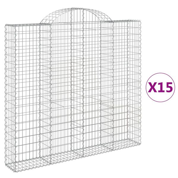 vidaXL Paniers &agrave; gabions arqu&eacute;s 15 pcs 200x30x180/200 cm Fer galvanis&eacute;