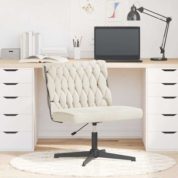 vidaXL Chaise pivotante de bureau cr&egrave;me boucl&eacute; comme de la laine tissu