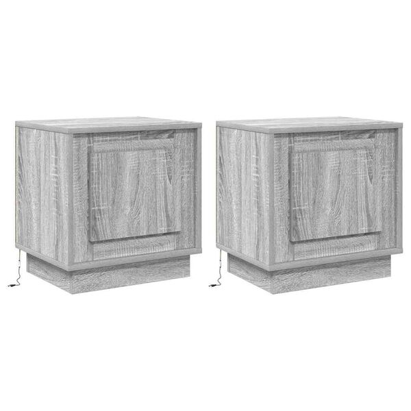 vidaXL Cabinet de chevet 2 pcs Gris 44 x 34,5 x 45 cm